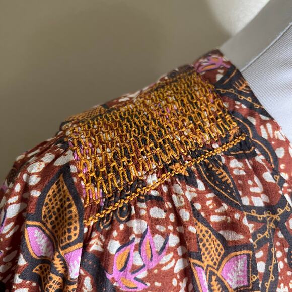 Xirena 2 Piece Set Aimi Top & Iris Skirt Earth Tone Brown Pink Bohemian Peasant - Picture 11 of 14